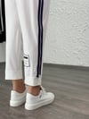 PURPLE ŞERİT DETAYLI BEYAZ PANTOLON