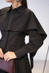 RAVİ YAKA DETAYLI TASARIM SİYAH GÖMLEK