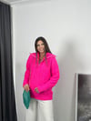 RETRO ÖRGÜLÜ YUMOŞ NEON PEMBE KAZAK