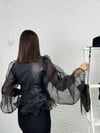SHOW TÜL DETAYLI SİYAH DERİ CEKET