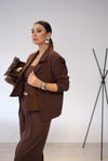 SİT DANTEL DETAYLI KAHVE BLAZER