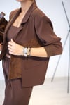 SİT DANTEL DETAYLI KAHVE BLAZER