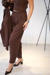 SİTY DANTEL DETAYLI KAHVE PANTOLON