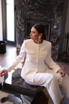 SNOW KİSS DÜĞME DETAYLU BEYAZ BLAZER