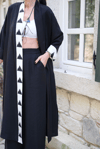 SORELLE ŞERİT DETAYLI SİYAH KAFTAN