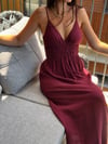 TALEMA İP ASKILI BORDO MÜSLİN ELBİSE