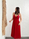 TALEMA İP ASKILI VİŞNE MÜSLİN ELBİSE