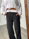 TELA SİYAH RAHAT PANTOLON