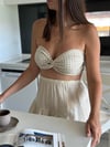 TİE DESENLİ BEJ CROP