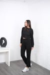 TWEED FERMUARLI SİYAH PANTOLON