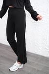 TWEED FERMUARLI SİYAH PANTOLON