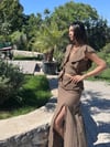 UMA BAĞLAMALI KAHVE YELEK BLUZ