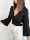 UMA SİYAH BAĞLAMALI BLUZ
