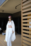 URBAN SİLK KOLYELİ BEYAZ KAFTAN