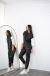 VANZO SİYAH DERİ JOGGER PANTOLON