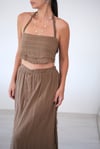 VİVİ BAĞLAMALI KAHVE CROPTOP