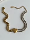 Çelik Baget Taşlı Love Kalpli Bileklik (24 Cm)