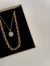 Çelik Gold Baget Taşlı Minimal Kolye (45 Cm)