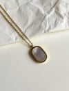 Çelik Gold Beyaz Sedefli Oval Kolye (46 Cm)
