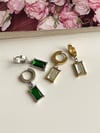 Çelik Gold Beyaz Taşlı Kare Küpe (3 Cm)