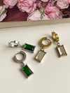 Çelik Gold Beyaz Taşlı Kare Küpe (3 Cm)