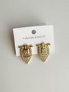 Çelik Gold Beyaz Taşlı Serenay Küpe (2 Cm)