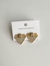 Çelik Gold Beyaz Taşlı Serenay Küpe (2 Cm)