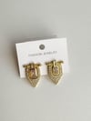 Çelik Gold Beyaz Taşlı Serenay Küpe (2 Cm)