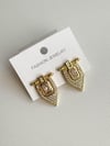 Çelik Gold Beyaz Taşlı Serenay Küpe (2 Cm)