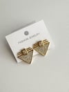 Çelik Gold Beyaz Taşlı Serenay Küpe (2 Cm)