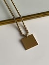 Çelik Gold Burgu Halat İsim Yazdırılabilen Plaka Kolye (51 Cm)