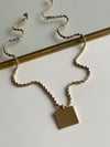 Çelik Gold Burgu Halat İsim Yazdırılabilen Plaka Kolye (51 Cm)