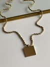 Çelik Gold Burgu Halat İsim Yazdırılabilen Plaka Kolye (51 Cm)