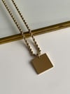 Çelik Gold Burgu Halat İsim Yazdırılabilen Plaka Kolye (51 Cm)