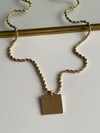 Çelik Gold Burgu Halat İsim Yazdırılabilen Plaka Kolye (51 Cm)