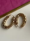 Çelik Gold Desenli Oval Küpe (4 Cm)