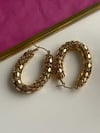 Çelik Gold Desenli Oval Küpe (4 Cm)