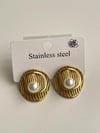 Çelik Gold İncili Midye Küpe (2.10 Cm)