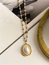 Çelik Gold İncili Sedefli Kolye (47 Cm)