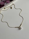 Çelik Gold İncili Topçuklu Kolye (46 Cm)