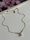 Çelik Gold İncili Topçuklu Kolye (46 Cm)