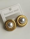 Çelik Gold İncili Vintage Küpe (2.5 Cm)