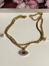 Çelik Gold İtalyan İncili Göz İkili Birleşik Kombin Halhal (27 Cm)