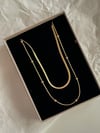 Çelik Gold İtalyan Topçuklu Kombin İkili Birleşik Kolye (46 Cm)