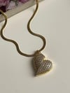 Çelik Gold İtalyan Zincir Zirkon Taşlı Kalp Kolye (47 Cm)