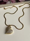 Çelik Gold İtalyan Zincir Zirkon Taşlı Kalp Kolye (47 Cm)