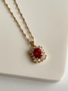Çelik Gold Kırmızı Taşlı Hera Kolye (46 Cm)