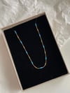 Çelik Gold Mavi Detaylı Kolye (46 Cm)