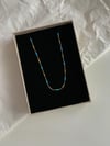 Çelik Gold Mavi Detaylı Kolye (46 Cm)