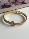 Çelik Gold Pembe Baget Taşlı Kelepçe Bilezik